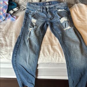 Hollister Men's Relaxed Fit Jeans - Distressed Blue